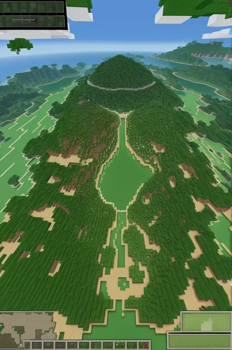 A green world map in minecraft