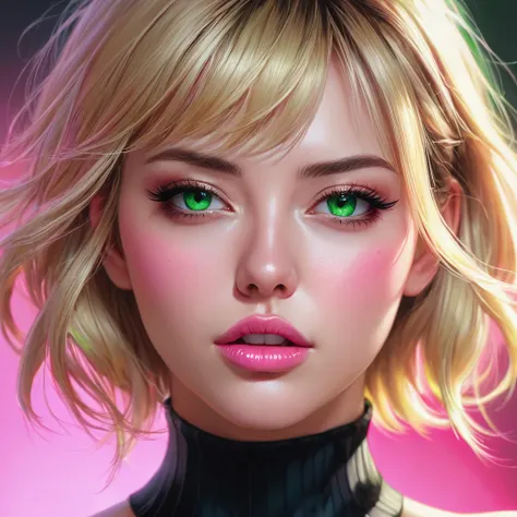 Oral rape of the woman blonde hair green eyes and pink batm and a black top, realistic art style, RossDraws portrait, Artgerm portrait, Anime realistic artstyle, 4K realistic digital art, 4K realistic digital art, 8K Artgerm Bokeh, DeviantArt Artstation CG...