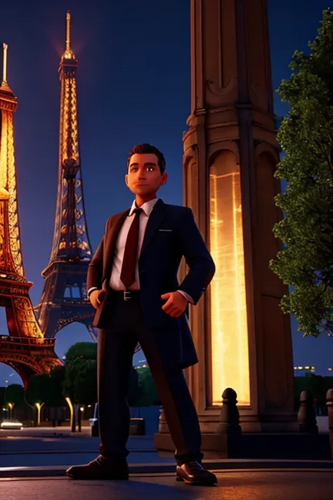 AGENT AT THE EIFFEL TOWER AT NIGHT