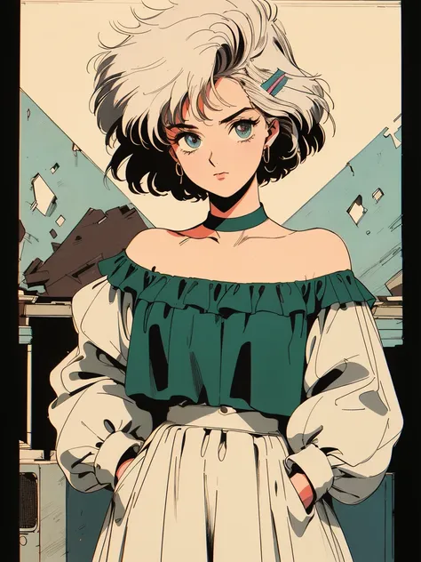 ((((90s anime style,1990s style,1970s anime，have the style of folk portraits，retro style posters,chicano inspired retro fashion，renaissance,  retro style inspiration retro, stone visual aesthetic style, hand painted details, fresh and clean appearance，))))...