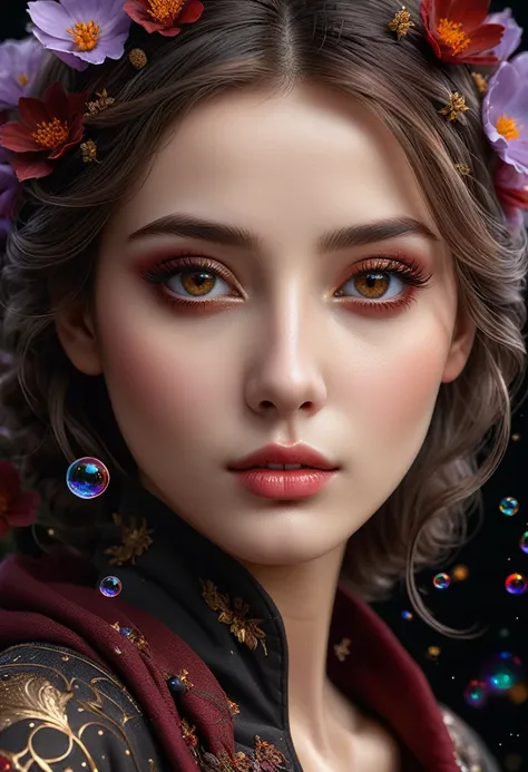 photorealistic realism in 32k quality, fantasy, artistic, a delicate fairy with mature features, puffy lips, and stunning realis...