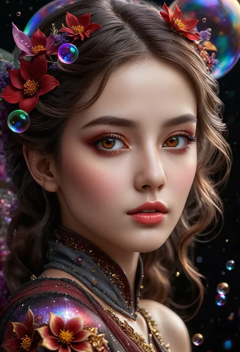 photorealistic realism in 32k quality, fantasy, artistic, a delicate fairy with mature features, puffy lips, and stunning realis...