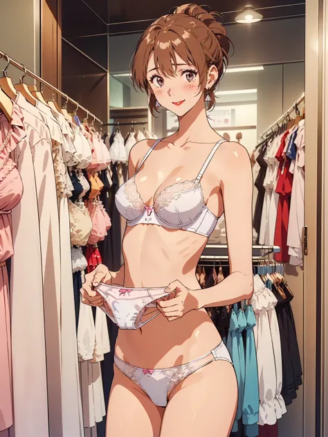 masterpiece, top quality, ultra detailed, ((((aika_sumeragi, folded ponytail, best anatomy, in underwear, (panties, elaborately ...