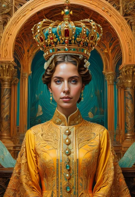 Queen, crown, by Wes Anderson, best quality, masterpiece, very aesthetic, perfect composition, intricate details, ultra-detailed