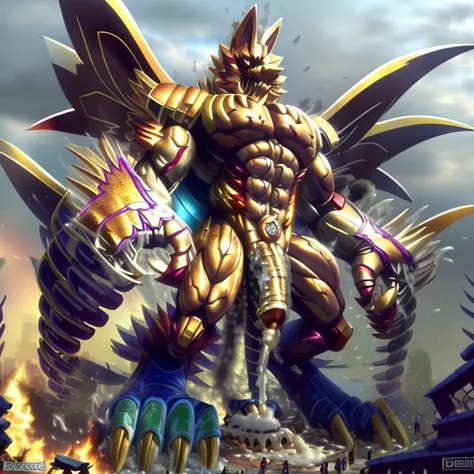 (masterpiece. official art. 8k. best quality. detailed full body. full body.)

(situation 1 : dominating The Phoenix Wolf. The Phoenix Wolf is over 1000 meters long. focus GIANT mechanical Muscular The Phoenix Wolf is trampling the car. Looking down.)

(si...