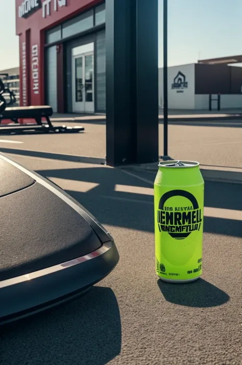 Advertising with content of an energy drink with the name “immortal” and a gym in the background 