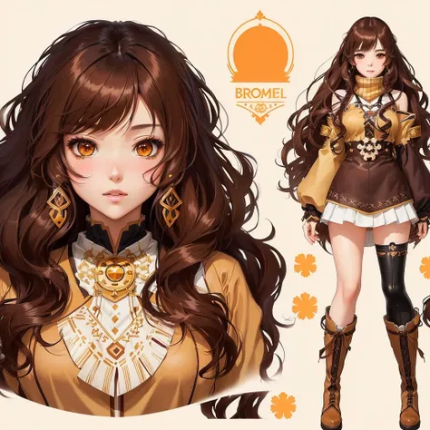 anime girl with long hair and brown outfit with brown boots, adoptable character, detailed anime character art, adoptable full body, boho chic | | very anime!!!, anime design of character, pretty anime design of character, cute art style, anime character a...