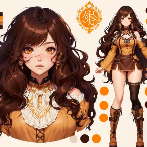 anime girl with long hair and brown outfit with brown boots, adoptable character, detailed anime character art, adoptable full body, boho chic | | very anime!!!, anime design of character, pretty anime design of character, cute art style, anime character a...