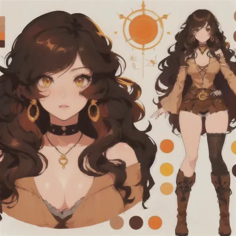 anime girl with long hair and brown outfit with brown boots, adoptable character, detailed anime character art, adoptable full body, boho chic | | very anime!!!, anime design of character, pretty anime design of character, cute art style, anime character a...