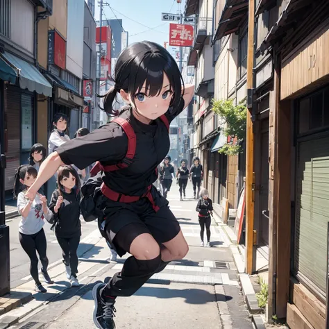 a professional ninja doing parkour in Tokyo facing agents from a criminal organization trying to capture her 