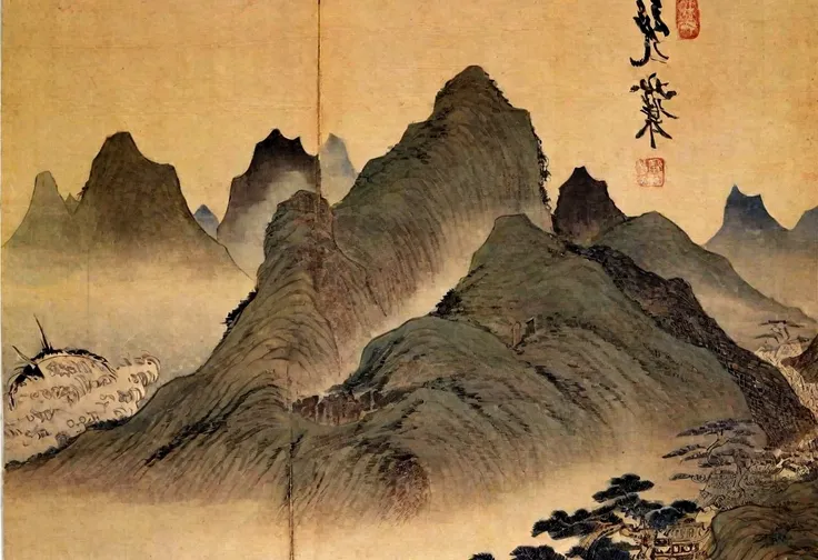 Yamakawa，Rivers，sun，Skylark Scroll of Mountains and Seas，Ancient mythology《The Book of Mountains and Seas》，A magnificent composition，shadowing，National style，martial arts，immigration，Practice martial artss，martial arts