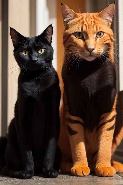 Orange cat and his friend black cat