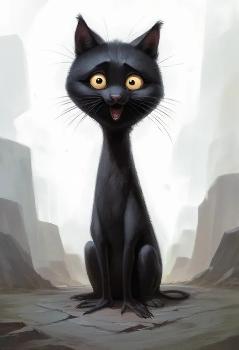 there is a black gato with a very long hair sitting on the ground, gato. pintura digital, adorable pintura digital, elokitty, black gato, realistic anime gato, cute gato, lindo arte digital detallado, !!!! gato!!!!, anime gato, anthropomorphic female gato,...