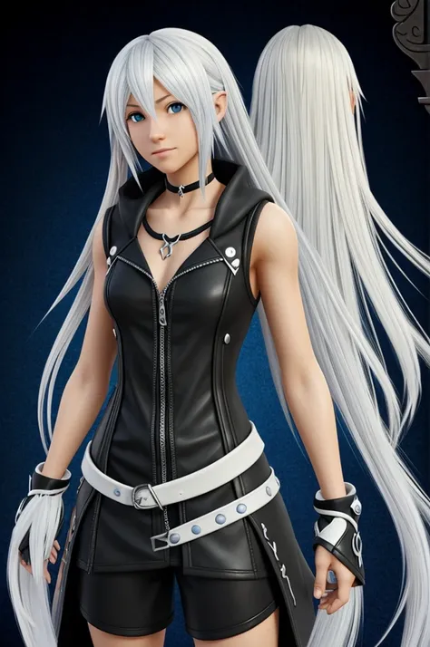 Kingdom hearts oc Charakter, female with white long hair,