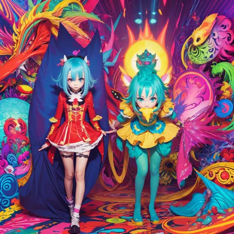 Cute,monster,psychedelic,psycho,anime,full body