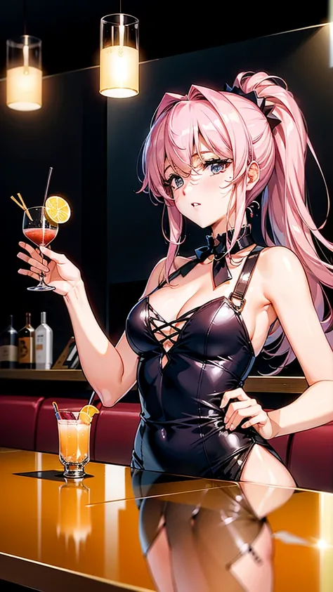 An illustration of a bartender shaking a cocktail shaker with skill and flair. The bartender is depicted in a trendy bar setting, using innovative techniques to create a unique cocktail. The background includes modern bar design elements such as stylish li...