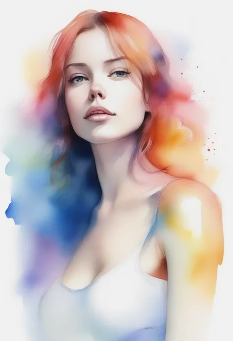 (8k, best quality, masterpiece:1.2),(best quality:1.0), (ultra highres:1.0), watercolor, a beautiful woman, shoulder, hair ribbo...