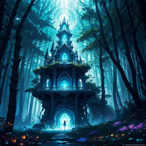 a wizard man going through a portal to visit the ancient lemuria, award winning illustration, highly detailed, friendly colors, happy vibes, epic fantasy scene, intricate details, magical energy, glowing portal, mystical atmosphere, beautiful landscape, en...