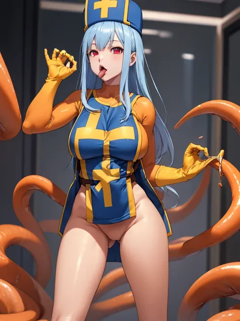 masterpiece,Highest quality, Unreal Engine, Super Resolution, Very detailed,
1 Girl, Waist, thin, (Muscular:0.8)
Round Breasts, Big Breasts, Bold,  Part your lips, Observe the audience,
Are standing, sexy pose
Waist shot,Tentacles entangled in chest,Spread...