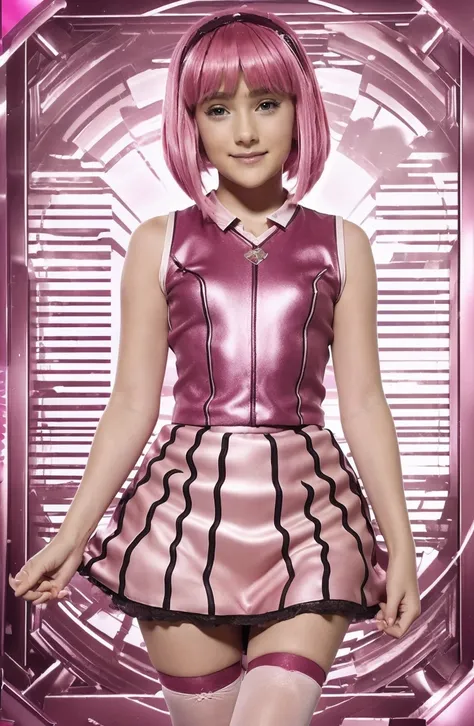 (((girl 9 years old))) ,sexy girl dress and lace stockings,stephanie | lazy town,pinkhair,lift skirt