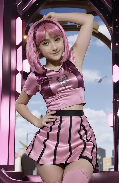 (((girl 9 years old))) ,sexy girl dress and lace stockings,stephanie | lazy town,pinkhair,((lift skirt))