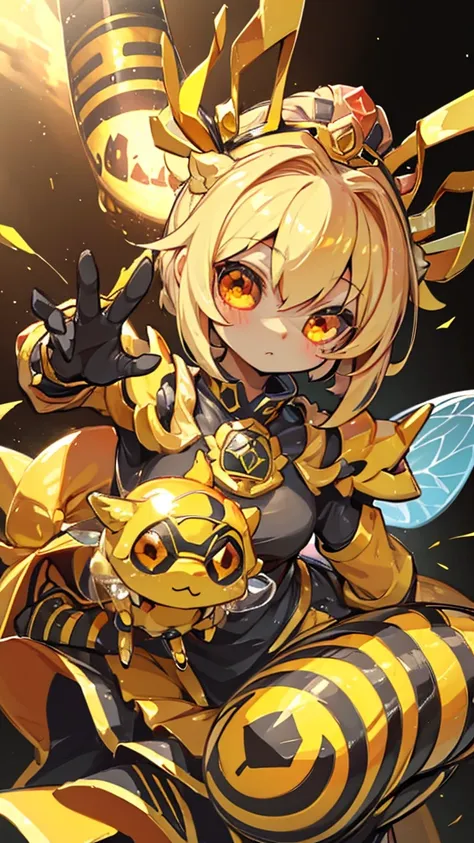 bee女孩，bee girl，mature body，拟人bee，拟人bee，Compound eyes，crown，cute，bee触角，bee，bee皮肤，Close-up above the waist，Dress，拟人化bee女孩，bee触角，bee触角，furry，Furry，cute，背景bee，Compound eyes，Glowing eyes，Compound eyes，Armor，Armor，crown，crown，Crown，bee女皇