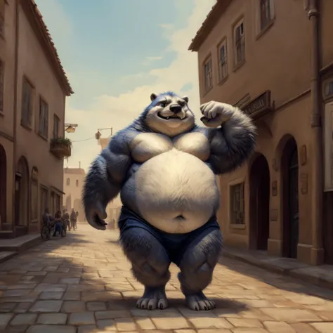 CHILD,  chubby，shirtless， alone， detailed， high resolution，， Masterpiece，Obesity in the extremities.，Over weight，Peter Junior，people,  traveling through the town,   heroe del pueblo