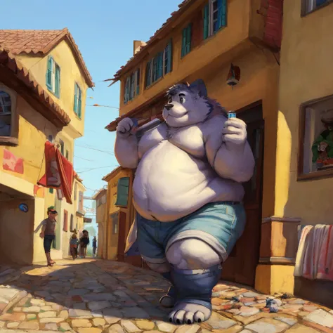 CHILD,  chubby，shirtless， alone， detailed， high resolution，， Masterpiece，Obesity in the extremities.，Over weight，Peter Junior，people,  traveling through the town,   heroe del pueblo