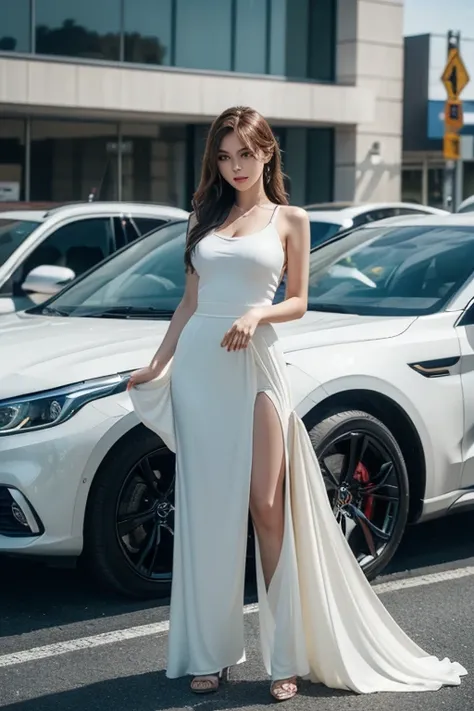 New Brave Agent, valorant style((Realistic Light, Highest quality, 8K, masterpiece :1.3)), Frank, One Girl, Beautiful woman with perfect figure :1.4, Car Wash Girl、perking、Super popular car wash queen、