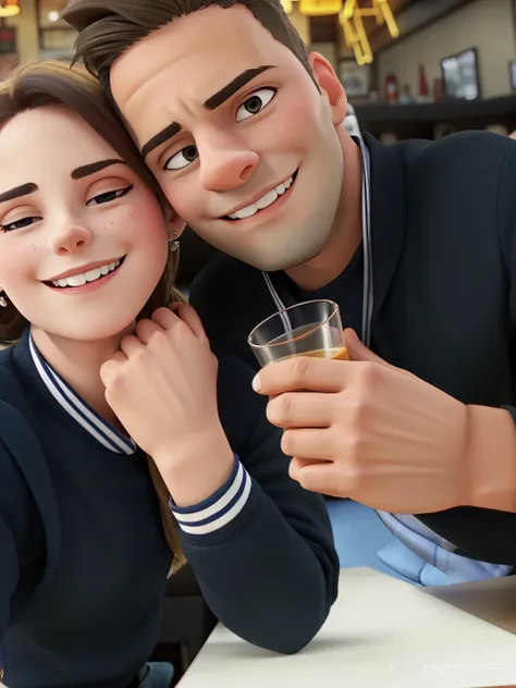 couple in a bar having fun drinking