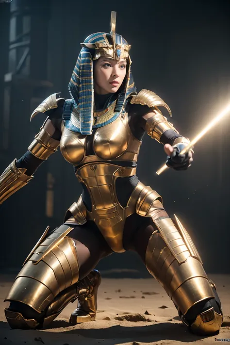 ((Highest quality、8K、masterpiece:1.3))、Realistic, Sharp focus, High resolution, High resolution, Portraiture, One person, woman, beautiful woman, (((Action pose)))、Ancient Egypt、Cyber Battlesuit、Complex technology, pyramid、Ancient Egypt都市、Light and shadow、...