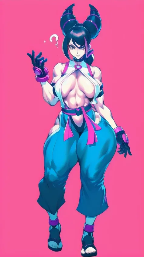 (full body), full body in image, full juri han from street fighter 6, juri han clothes, fusion of juri han street fighter 5 and juri han street fighter 6 from street fighter series, full woman, full body, long hair, female body, curvy body, thicc body, big...