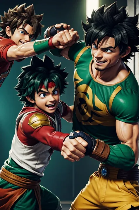 Bardock and deku fist bumping