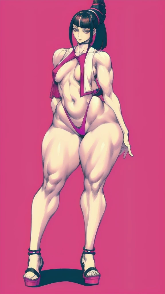 (full body), full body in image, full juri han from street fighter 6, juri han clothes, fusion of juri han street fighter 5 and juri han street fighter 6 from street fighter series, full woman, full body, long hair, female body, curvy body, thicc body, big...