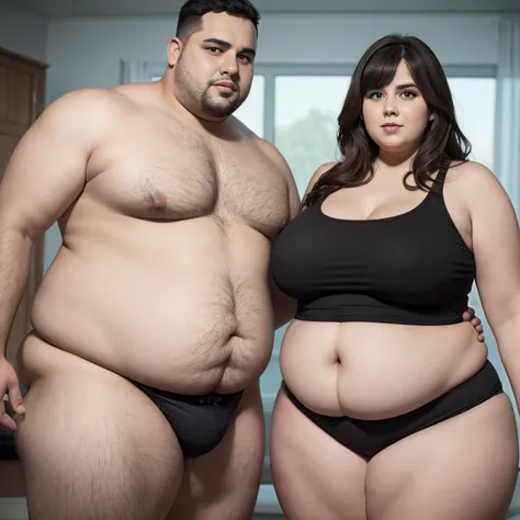 big belly man and obese woman with big belly, 8K, photorealistic