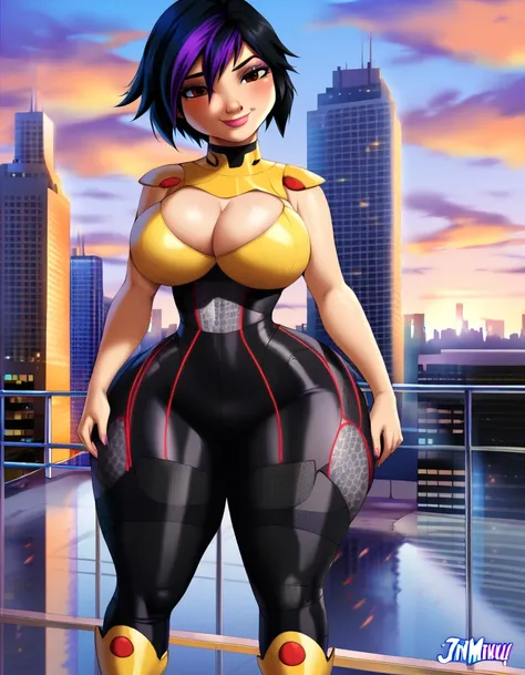 WITHTH YOUR BACK TO THE CAMERA,((ultra quality)), ((masterpiece)), (((best quality, highly detailed ))) highly detailed, score_9, score_8_up, score_7_up, score_6_up,source_Anime,BREAK,gogotomago, 1girl, solo, short hair, (Beautiful face), (beautiful female...