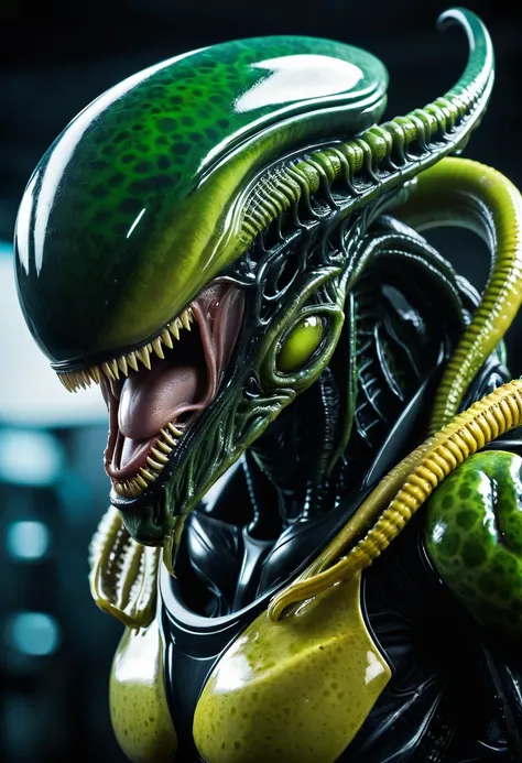 (((Extreme close-up Xenomorph Alien the eighth passenger reptiles amphibians color Splash)))),(((Front Images)))