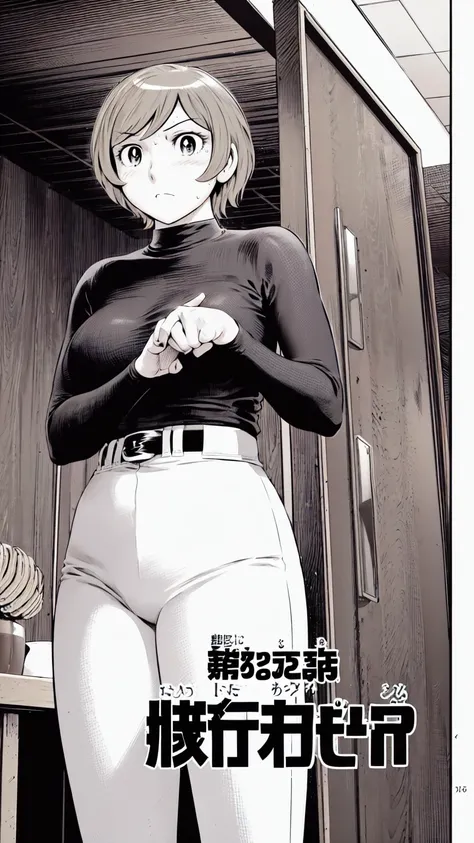 (野球uniform:1.2),
Blonde Hair, (short hair:1.2),Long sleeve, Black Shirt, turtleneck,White trousers、uniform、Black belt、((Illustration of people))、Big Boobs、
View Audience,, (Highest quality:1.3),One Girl, White pants、uniform、Outdoor、baseball ground、ground、s...