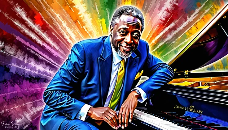  Portrait of energetic jazz piano,, pianist, Portrait Shot,  Digital Paint, A wonderful composition!!!,  Featured Art,  Digital Art, Inspired by John Stewart Curry,