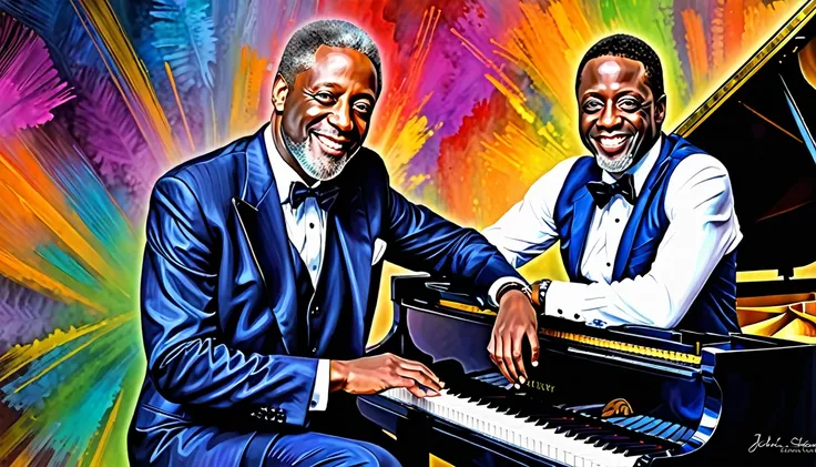  Portrait of energetic jazz piano,, pianist, Portrait Shot,  Digital Paint, A wonderful composition!!!,  Featured Art,  Digital Art, Inspired by John Stewart Curry,