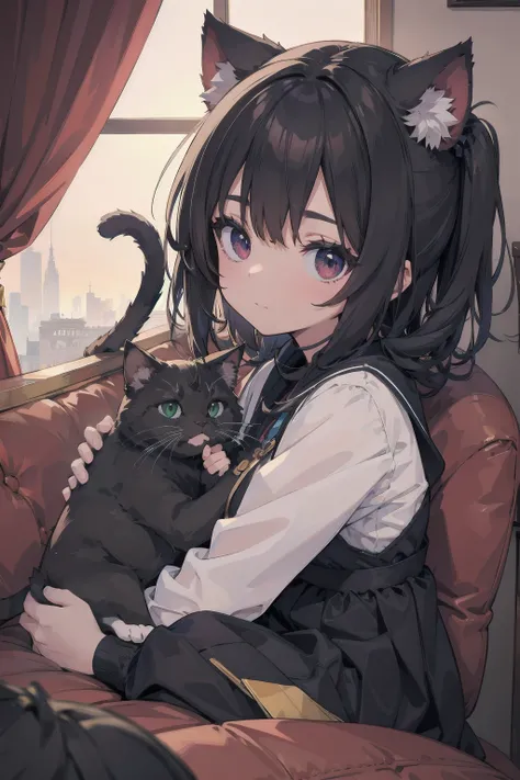 absurd, Absolute resolution, Incredibly absurd, excellent quality, Super Detail, Official Art, Unity 8k wallpaper is damaged. small, Cat, young  with Cat ears, Lovely, gaze,