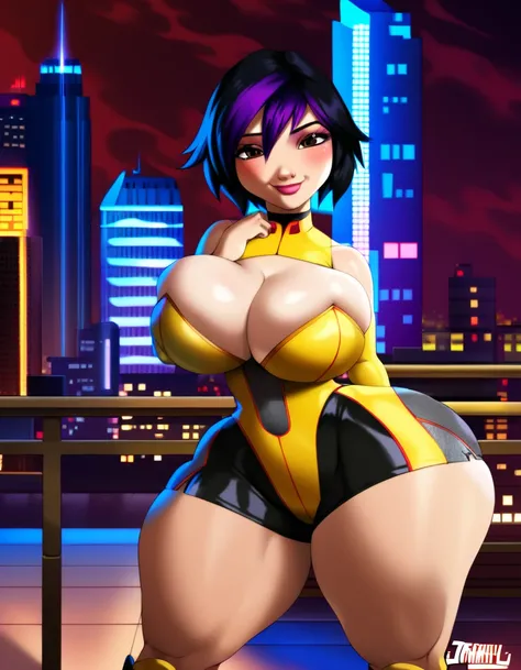 WITHTH YOUR BACK TO THE CAMERA,((ultra quality)), ((masterpiece)), (((best quality, highly detailed ))) highly detailed, score_9, score_8_up, score_7_up, score_6_up,source_Anime,BREAK,gogotomago, 1girl, solo, short hair, (Beautiful face), (beautiful female...