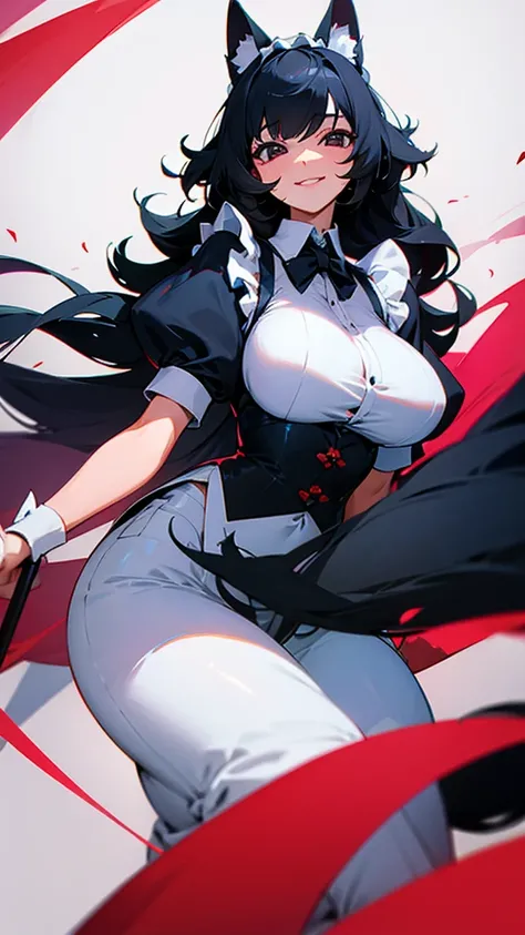 Animal Maid　Black Hair　Long hair　2 people　Back to Back　　smile　Big Breasts