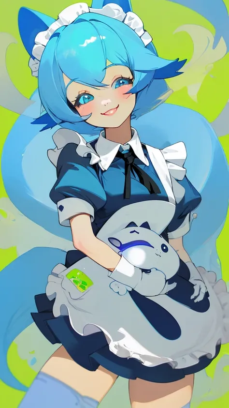 Cute Girls　Light Blue Animal Maid　Smiling at me