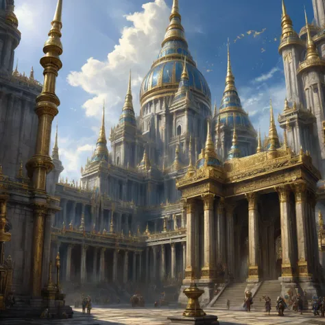 ((best quality)), ((masterpiece)), ((realistic,digital art)), (super detailed), (great temple of sigmar), view from the ground, (style medieval fantasy)