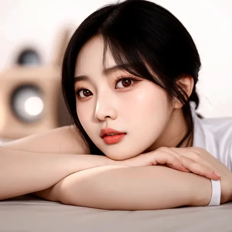 araffe asian woman with black hair and a white shirt, wan adorable korean face, tzuyu from twice, jinyoung shin, portrait of female korean idol, popular south korean makeup, beautiful south korean woman, ig model | artgerm, with round face, young adorable ...