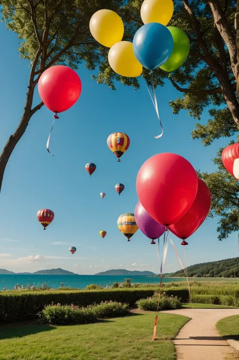 A landscape with anniversary balloons of a 2 years and eight months