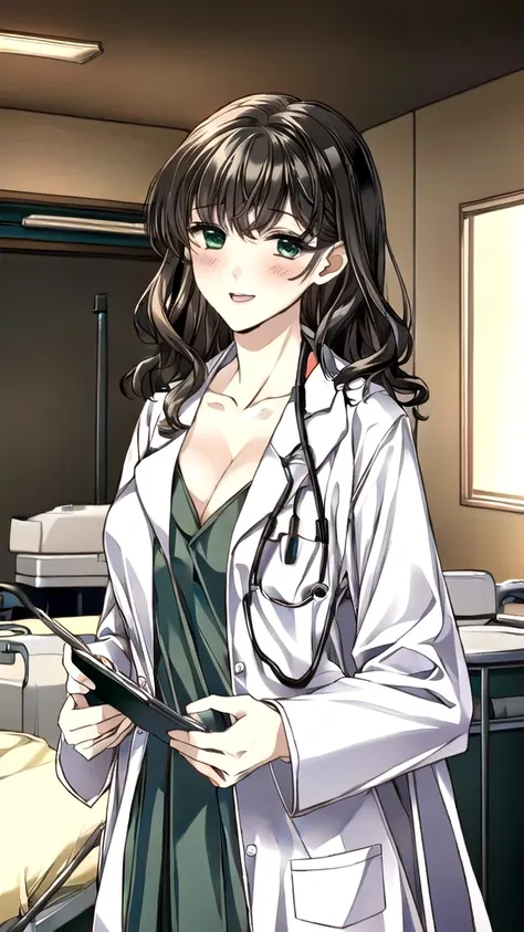 ((masterpiece, best quality, high quality)),1girl, (lower body, hospital), (doctor_uniform, labcoat, stethoscope, doctor),large ...