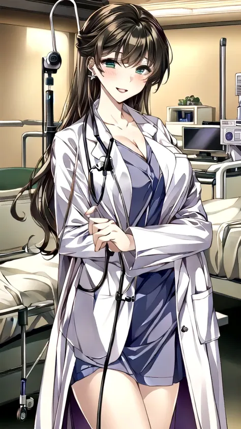 ((masterpiece, best quality, high quality)),1girl, (lower body, hospital), (doctor_uniform, labcoat, stethoscope, doctor),large ...