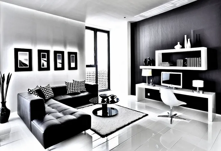 Stylish monochrome room,living